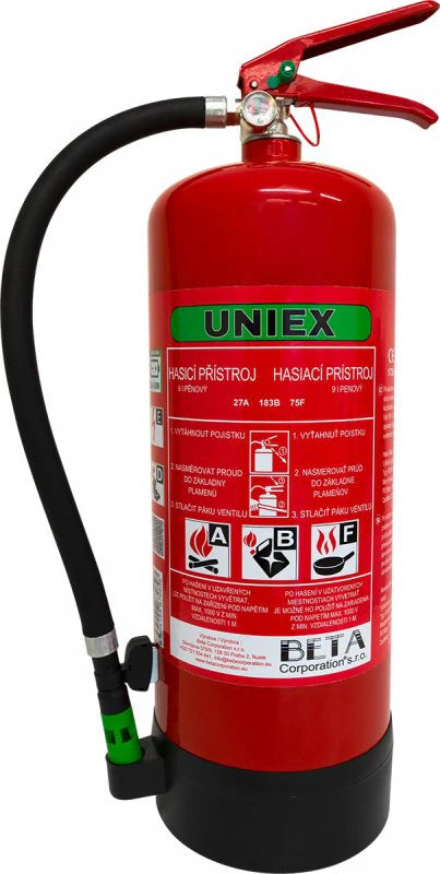 UNIEX Foam Fire Extinguisher F9 BETA WLi - 9L for extinguishing lithium batteries